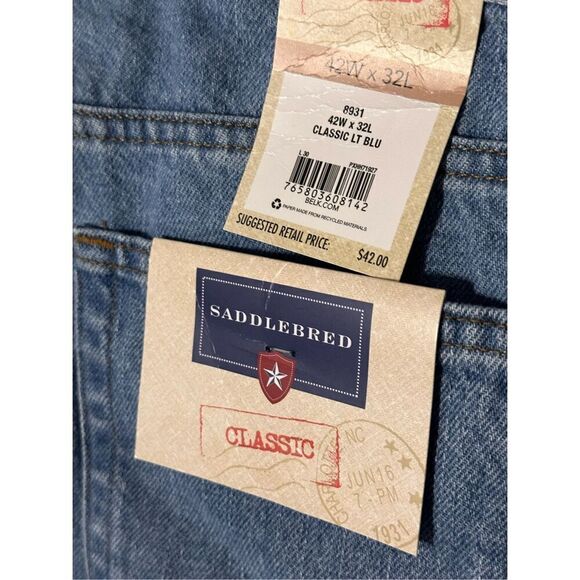 NEW WITH TAGS Saddlebred Men's Blue Classic Fit LT BLU Jeans Size 42W x 32L - Picture 6 of 8